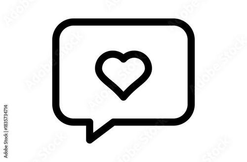 Valentine Heart Chat Bubble Icon – Cute Romantic Message Illustration