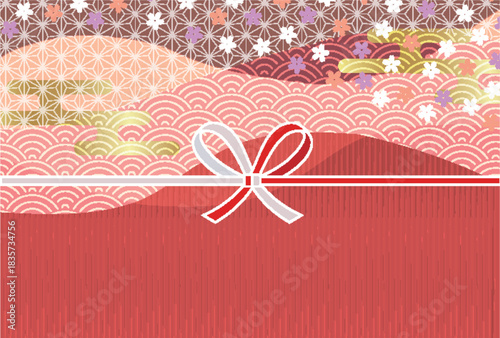 桜　和柄　年賀状　背景	