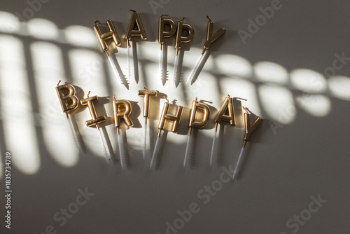 Canvas Print golden candles happy birthday isolated