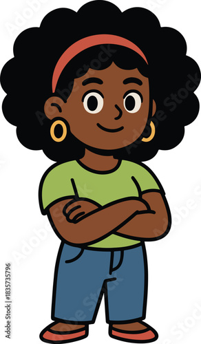 cartoon illustration of a confident young black woman