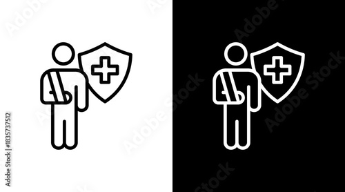 Accident Shield With Icon Set Design