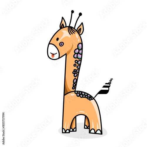 Cute giraffe with white background isolation