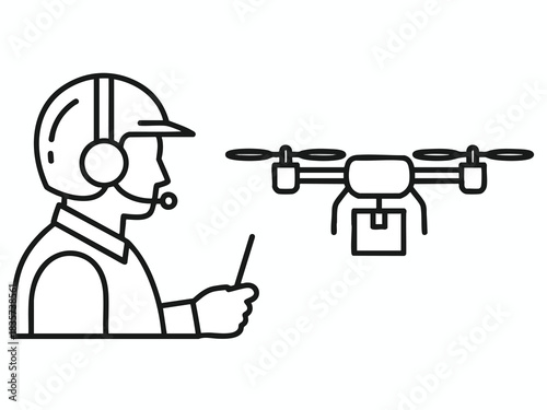 Man Controlling Drone with Remote Control