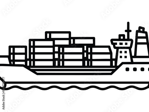Cargo Ship with Containers at Sea