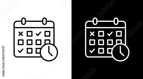 Calendar With Icon Set Design