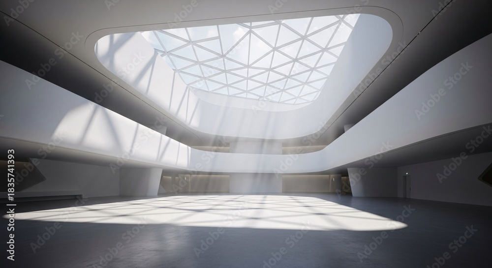 Fototapeta premium Modern Architecture Interior with Skylight and Geometric Design.