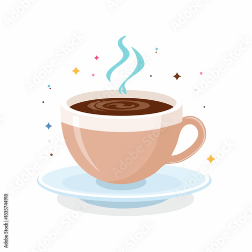 Elegant cup of hot coffee illustration radiating warmth and inviting coffee break moment