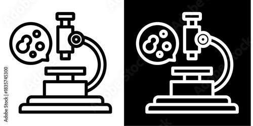 Microscope Icon Set White Style Collection