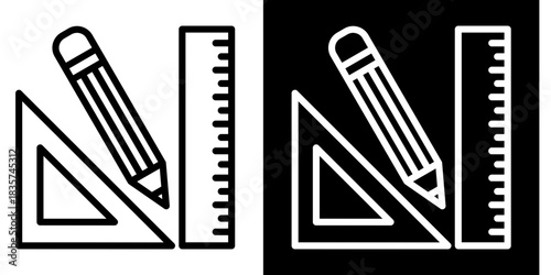 Ruler Icon Set White Style Collection