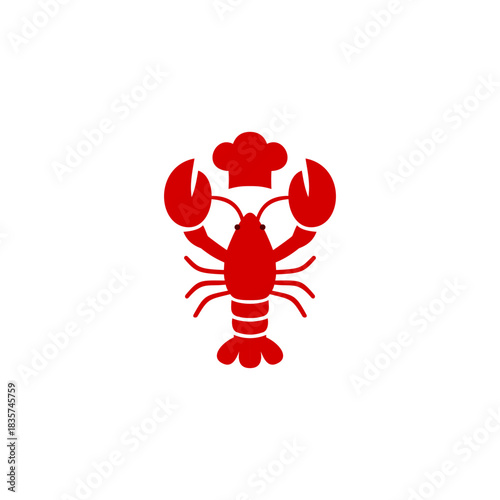 Bold red lobster logo wearing a chef hat