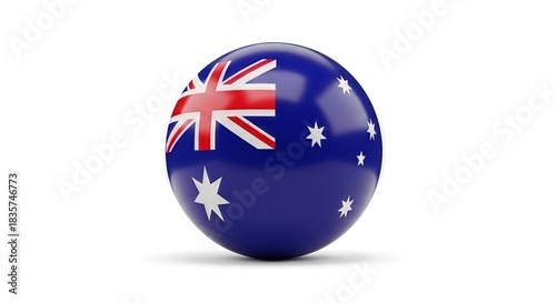 Free Download Spherical representation of the australian flag on a glossy orb against white background - GFXLoad