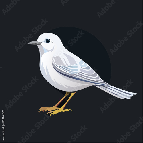 Elegant illustration of a white bird with subtle feather details against a dark backdrop