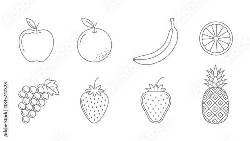 set of vegetables and fruits