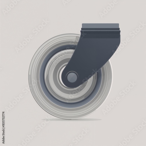 Single gray caster wheel illustration for smooth furniture mobility.