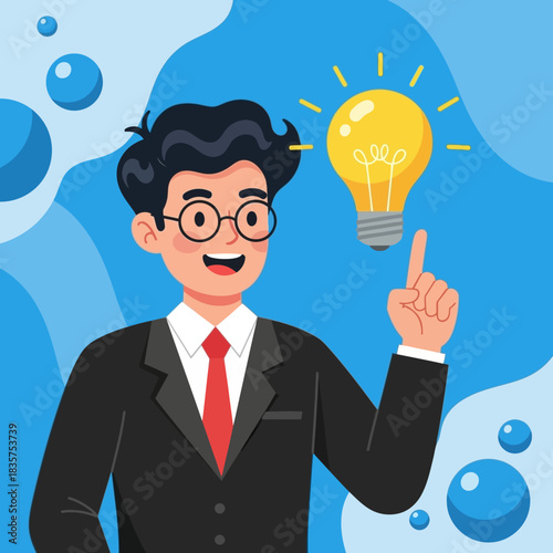 Man in Suit with Idea Lightbulb.