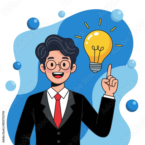 Man in Suit with Lightbulb Idea.