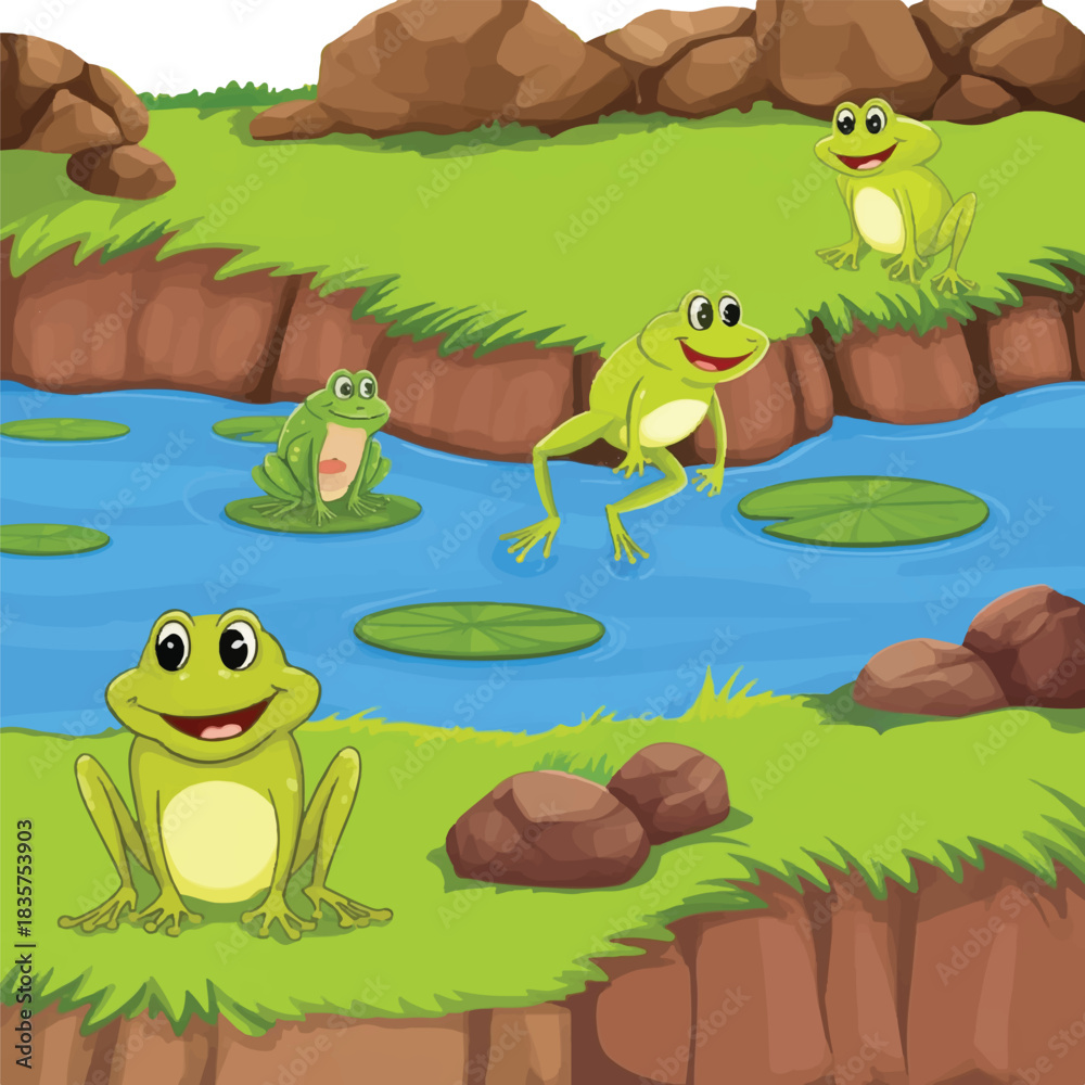 Naklejka premium frog on the river