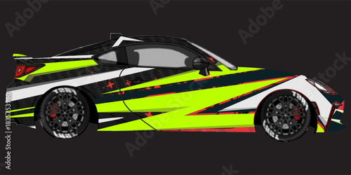 Car wrap decal designs. Abstract racing and sport background for racing livery or daily use car vinyl sticker.