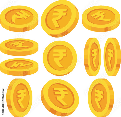 set of gold coins with dollar sign