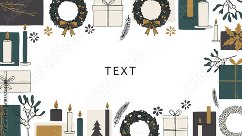 Elegant Christmas Border Design with Festive Holiday Elements for Seasonal Greetings and Marketing