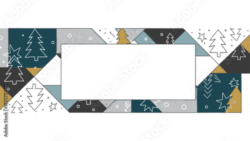 Modern geometric Christmas Border design for festive holiday cards and winter season banners