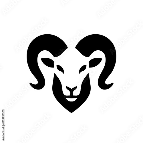 simple silhouette vector illustration of a black and white goat sheep	