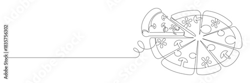 line art style of pizza food vector 1.eps