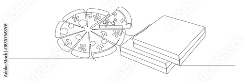 line art style of pizza food.eps