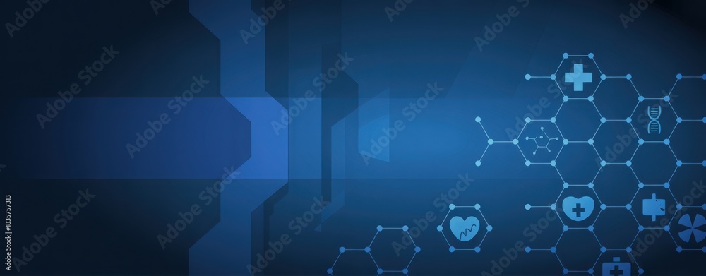 Obraz premium Blueprint of Life: An abstract medical background depicts the interconnectedness of healthcare and innovation. It's a visually striking representation of modern medical concepts.