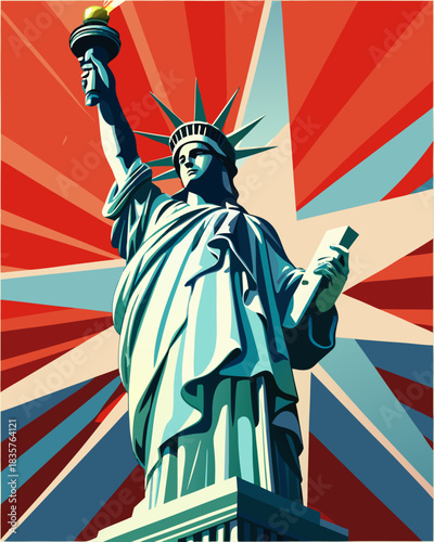 Statue of Liberty Stands Tall Against a Bright Background