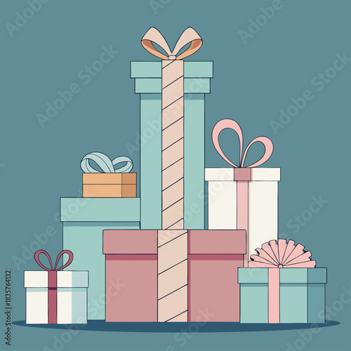 Stack of Gifts Ready for Celebration on a Blue Background