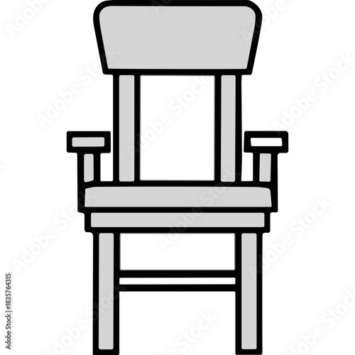 Minimalist Light Gray Armchair With A Tall Back And Slatted Design On A Solid Black Background Representing Simple Furniture Concepts