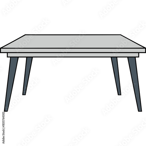 Minimalist Light Gray Rectangular Table with Dark Gray Slender Legs on a Black Background Suitable for Modern Interiors and Office Spaces