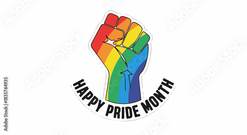 Vibrant Rainbow Fist Symbolizing Unity and Empowerment for Global Pride Month Celebration