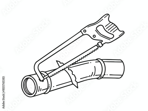 Pipe Cutting with Hacksaw Illustration