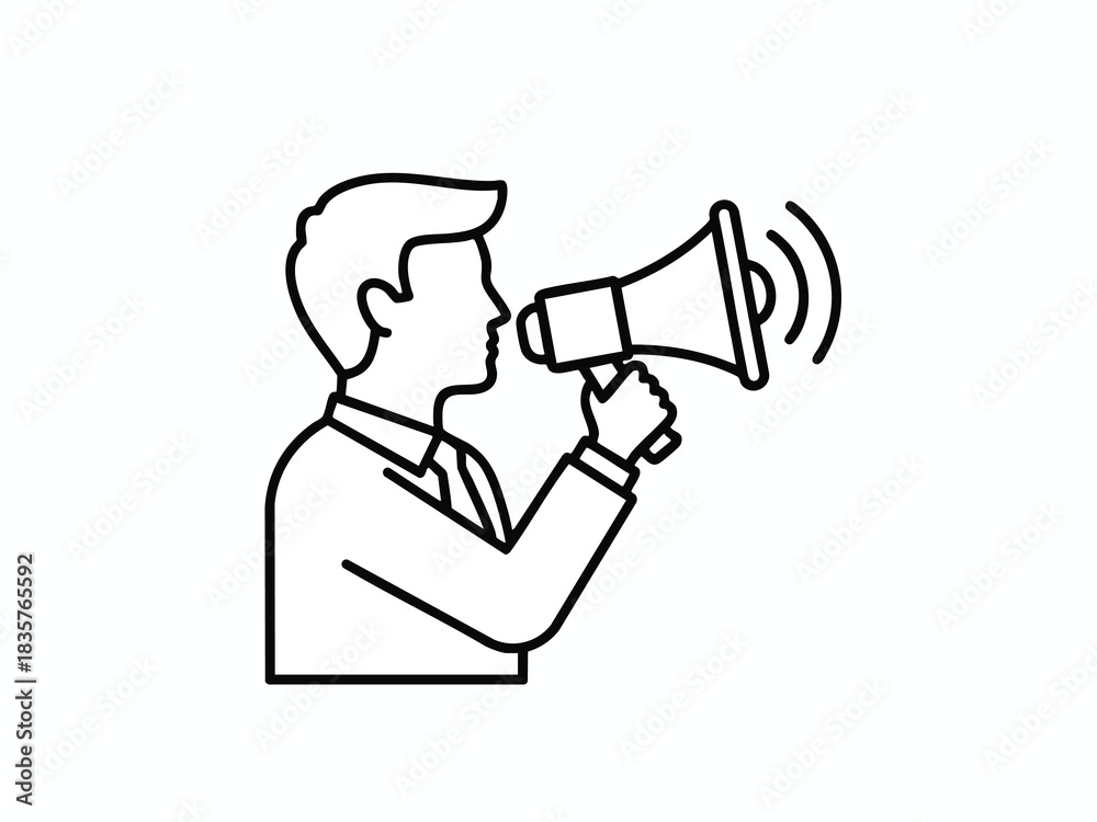 Fototapeta premium Man Announcing with Megaphone