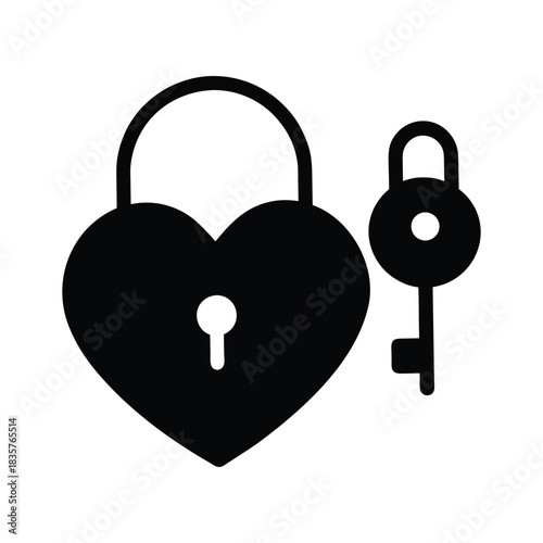 Symbolic heart-shaped padlock with a complementary key, representing enduring love, security, and unlocking possibilities, perfect for themes of romance, commitment, and personal connections