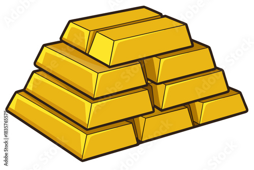 Gold Bars Stacked in a Pyramid Shape in a Simple Design