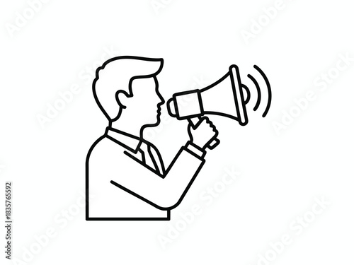 Man Announcing with Megaphone