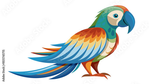 Colorful Parrot Standing on a Branch in a Tropical Setting