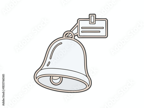 Simple Line Art Bell Icon with Tag