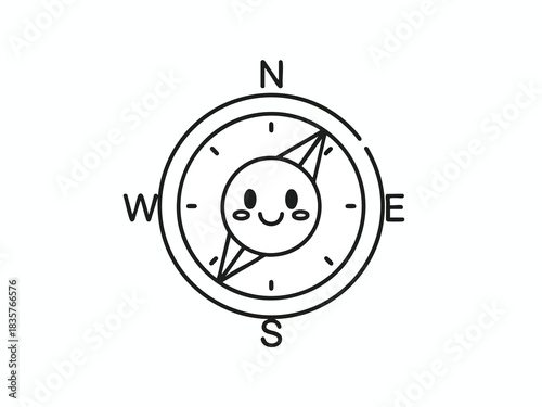 Smiling Compass Illustration