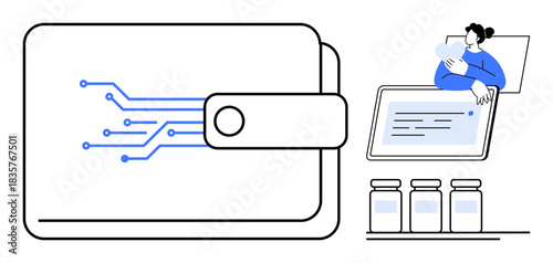 Digital wallet concept. Digital wallets ensure secure online transactions and efficient payment systems. Digital wallets highlight technological advancements in fintech and e-commerce. For financial