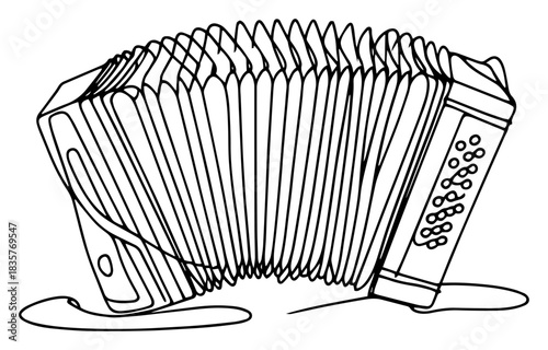 Hand drawn accordion musical instrument vector sketch illustration