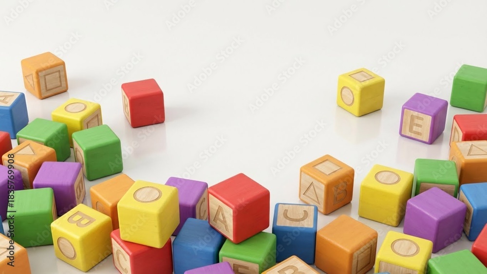 Obraz premium Alphabet building blocks on white background. Perfect for education, childhood development and learning concepts in design projects.