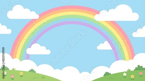 Cute pastel rainbow perfect for adding a touch of whimsy to childrens designs or greeting cards with a peaceful theme.