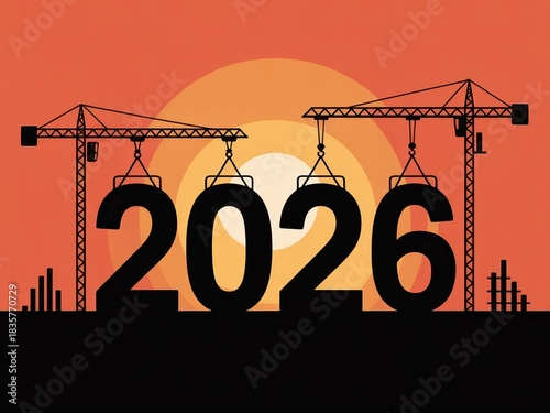 signifying the transition to the new year 2026 with transition, year, 2025, 2026, new year, change, time