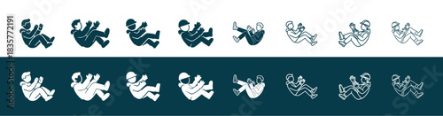 Set of Minimalist Airborne Human Icons
