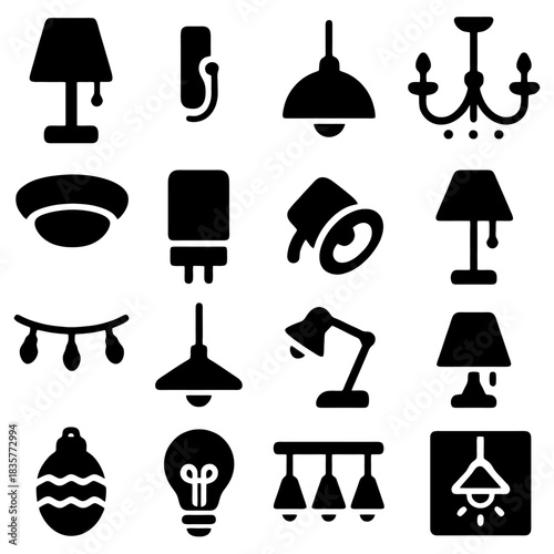 Illumination Showcase: A collection of various lamps and lighting fixtures, each casting a unique glow, providing both function and decorative elements to enhance interior spaces.