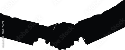 Silhouette of two people shaking hands, symbolizing agreement, partnership, business deal, cooperation, trust, teamwork, successful negotiation, unity, professionalism